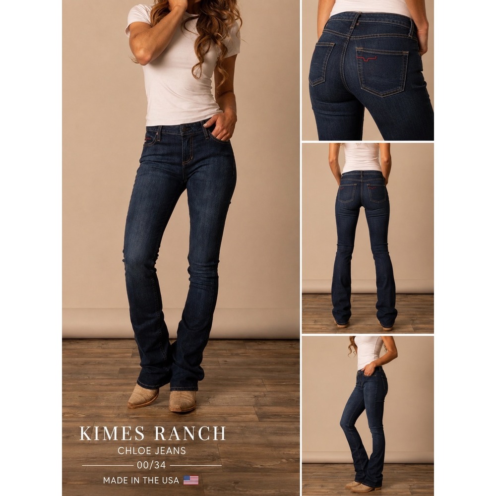 Kimes Ranch Chloe Jeans 00/34 Low Rise Flare Western Cowgirl Rodeo Denim